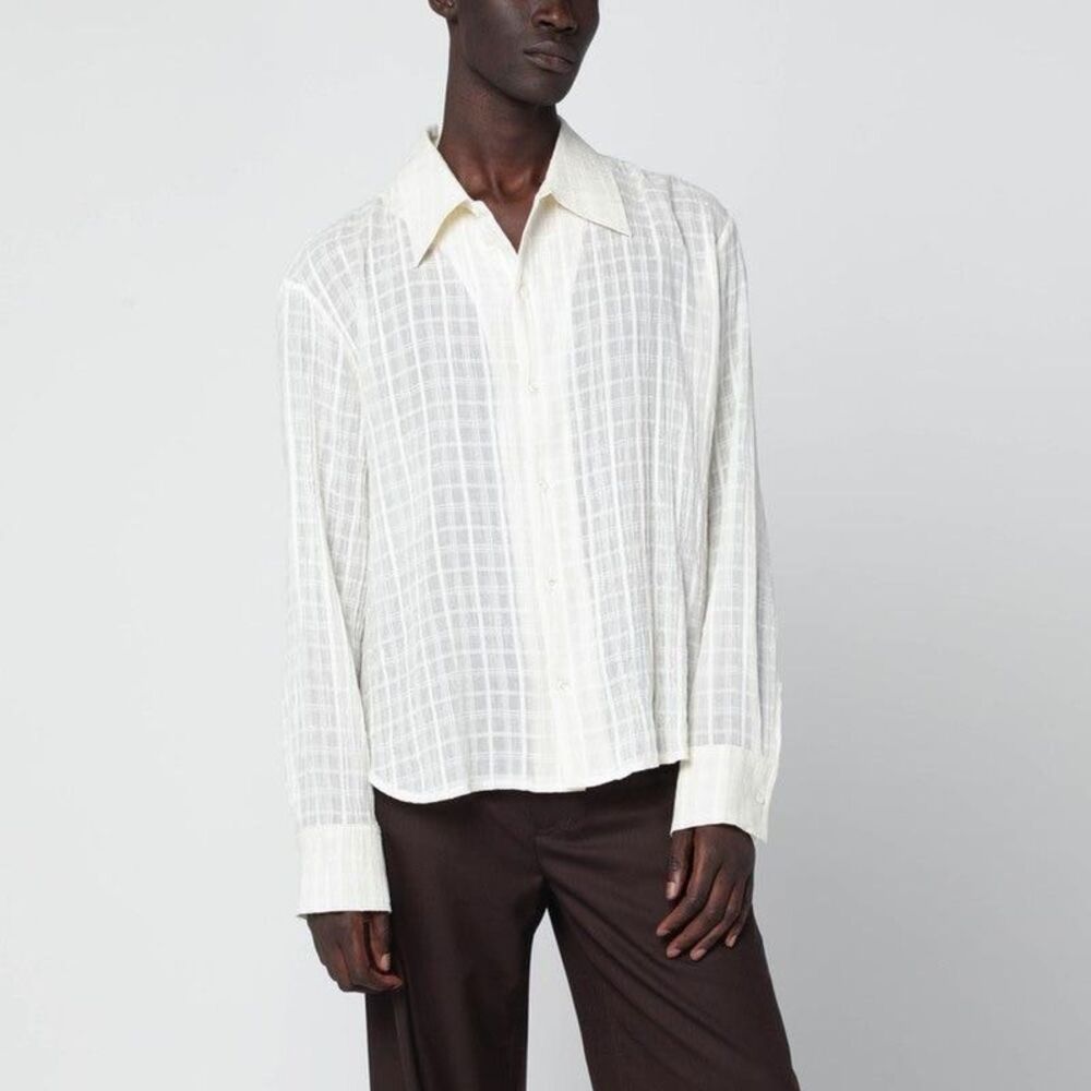 SEFR Men's Textured Long Sleeve Button-Up Shirt Men WHITE Shirts